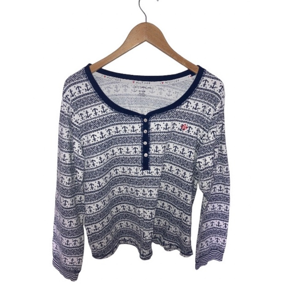 Blue-White Anchor Pajama Top | Tommy Hilfiger